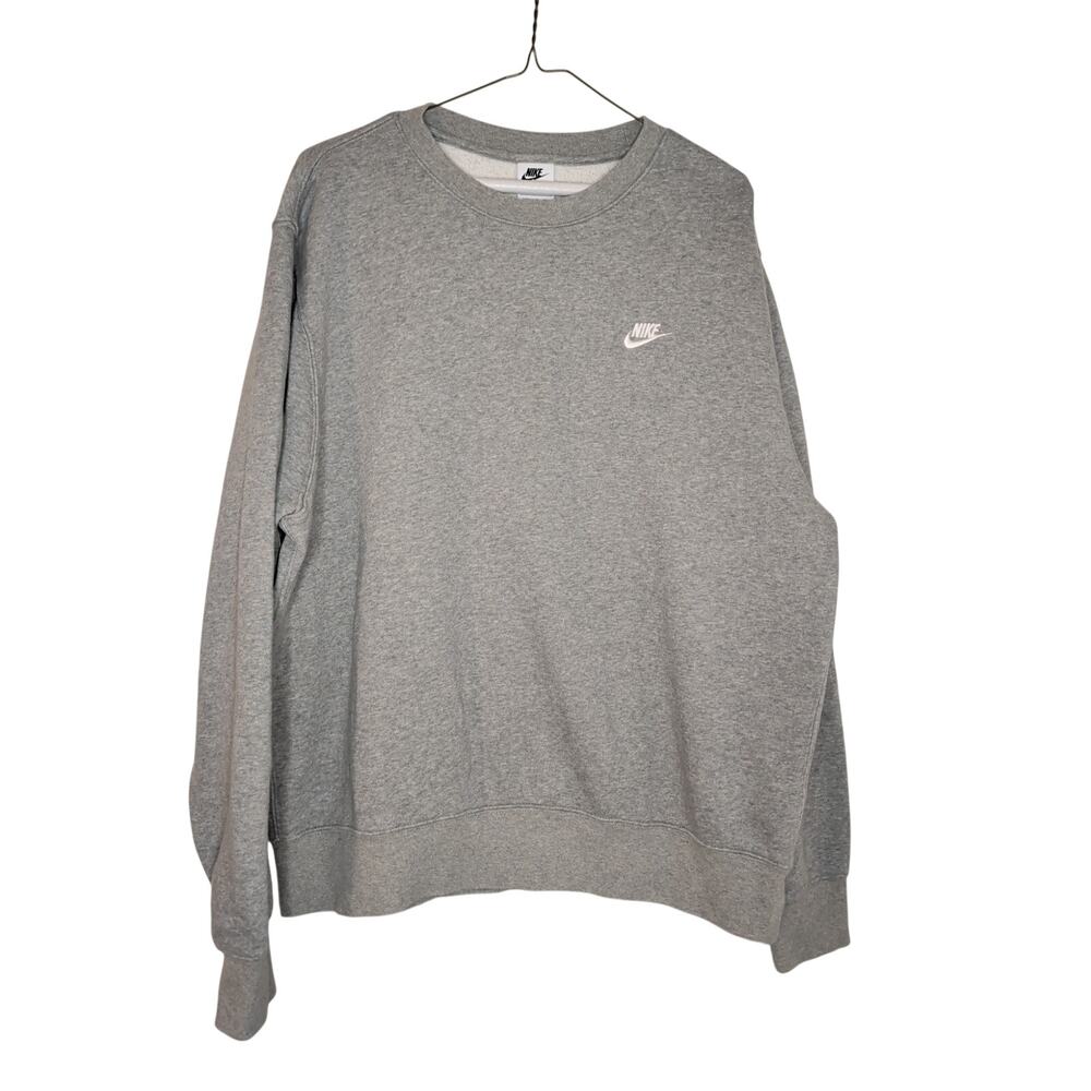 Nike Club Fleece Crewneck Sweatshirt Gray Men's Size Large Embroidered Swoosh